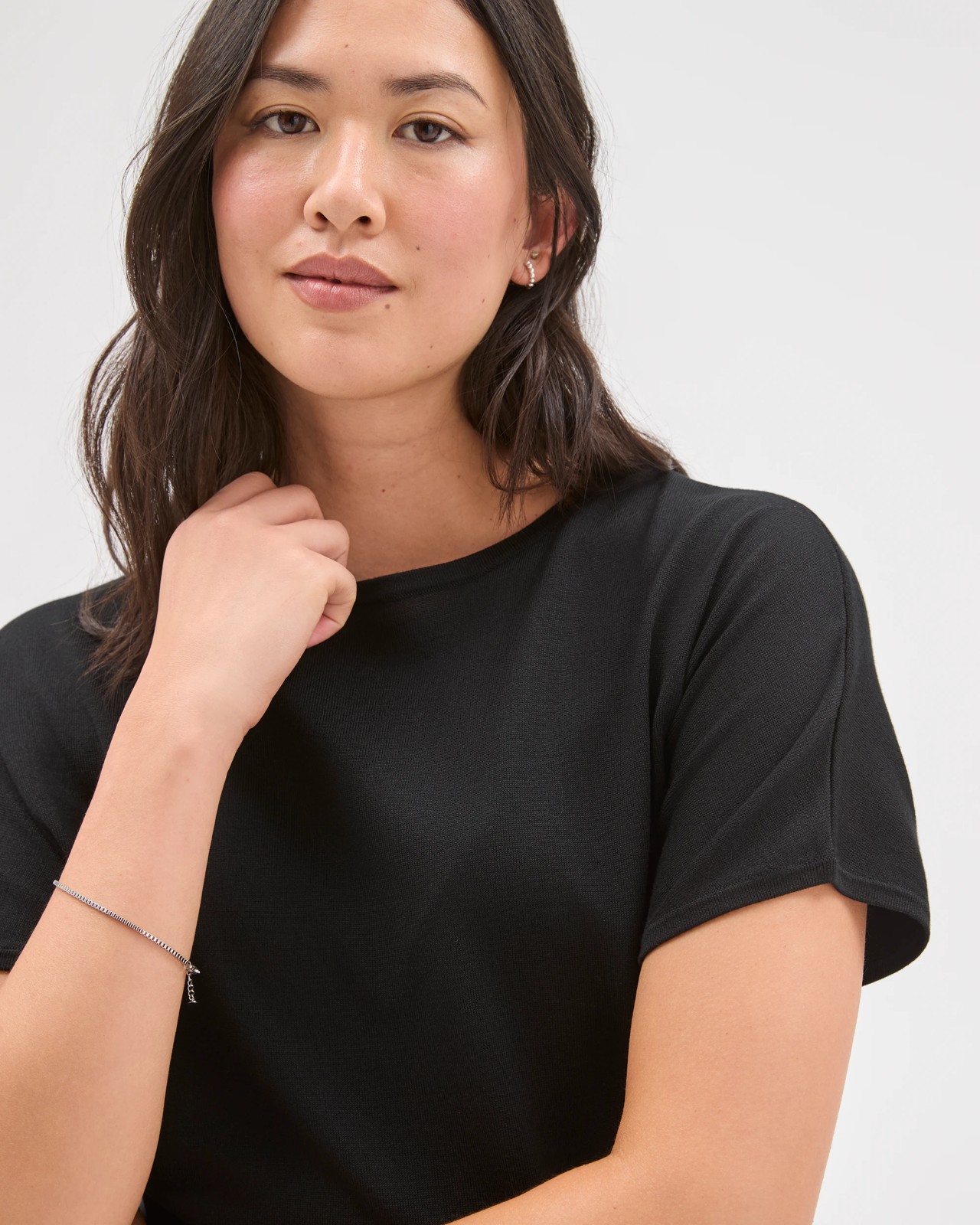 Preview Extended Short Sleeve Knit Jumper - Black 5 of 5