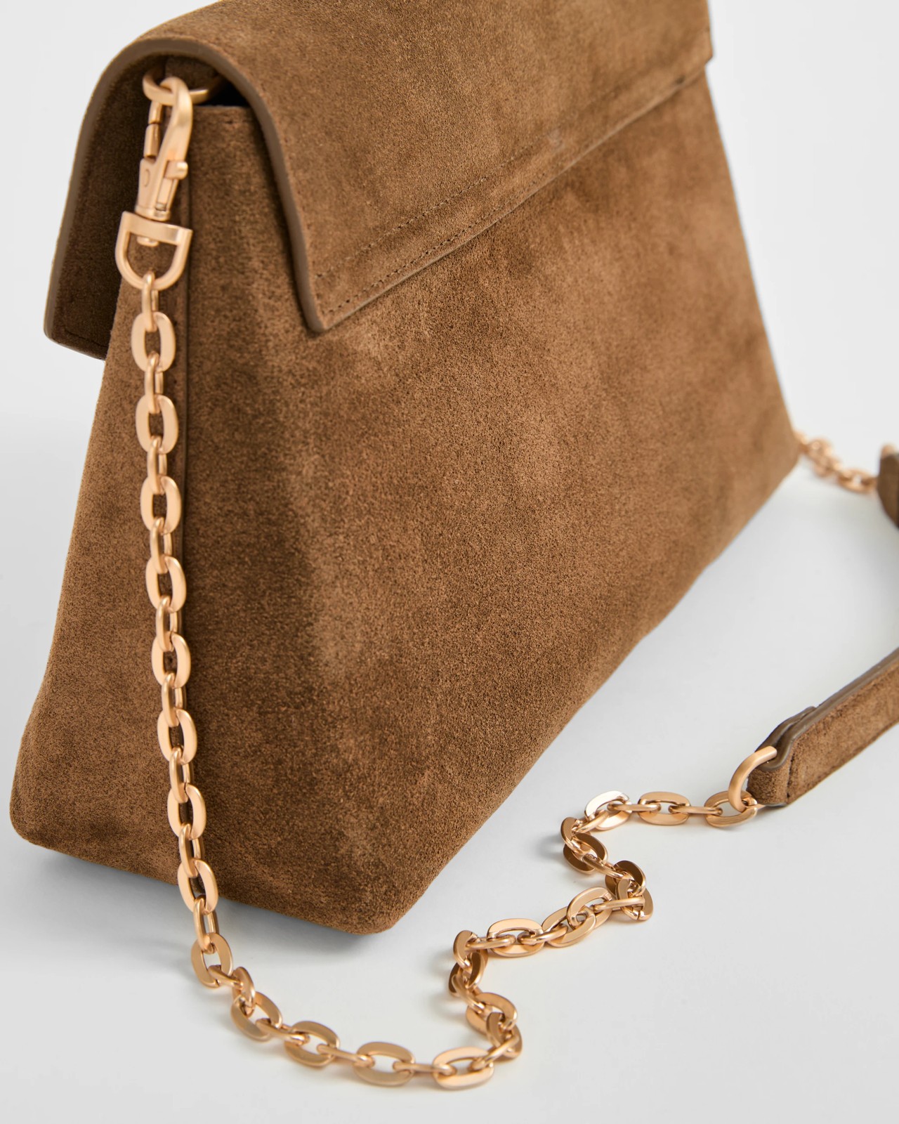 Premium Suede Leather Envelope Crossbody Bag - Hazelnut 4 of 5