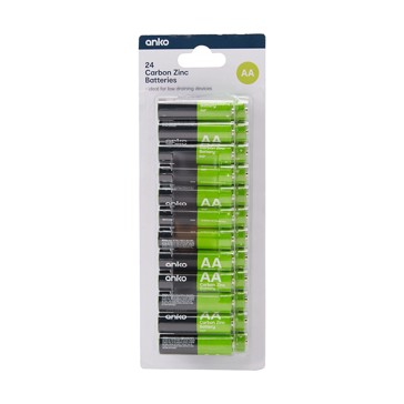 AA Carbon Zinc Batteries, 24 Pack - Anko