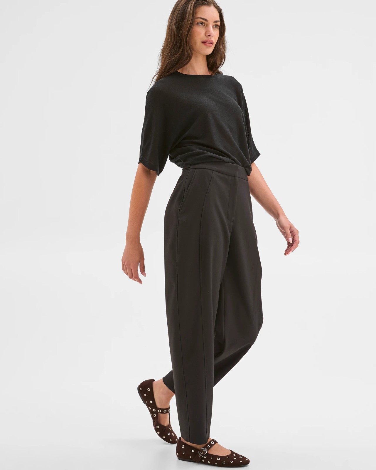 Petites Tailored Barrel Leg Pants 2 of 4