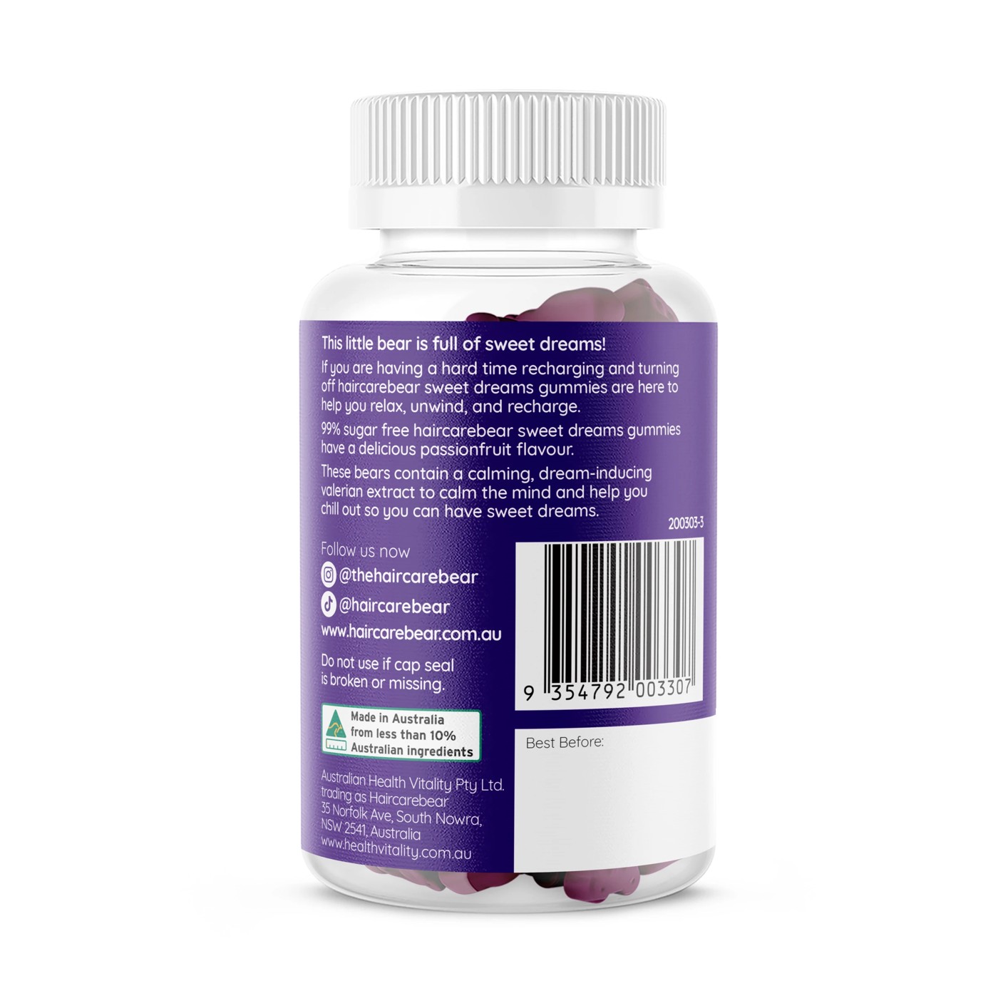 60 Pack Haircarebear Sweet Dreams Gummies 171g 3 of 3