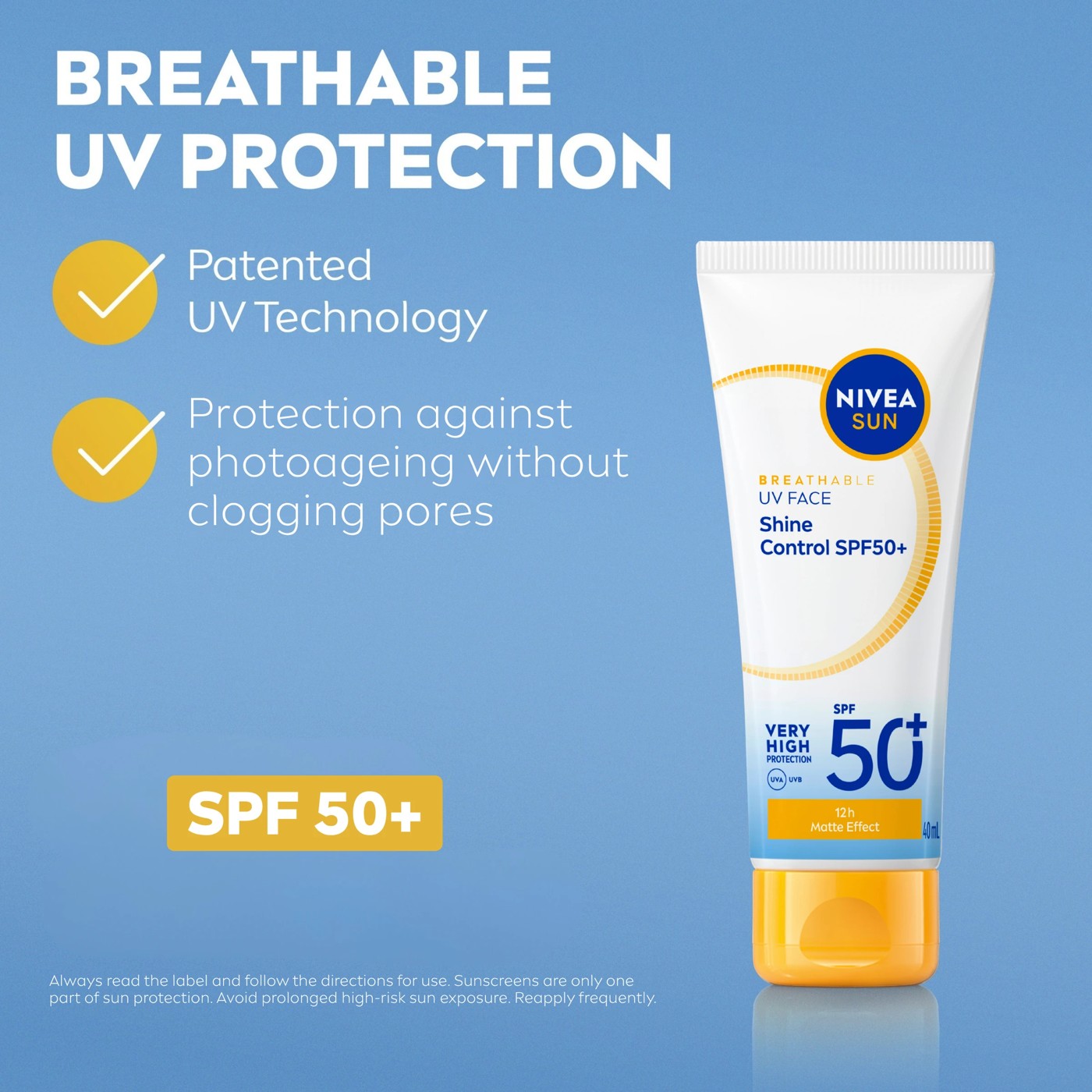 NIVEA Sun Breathable UV Face Shine Control SPF 50+ 40ml 2 of 5