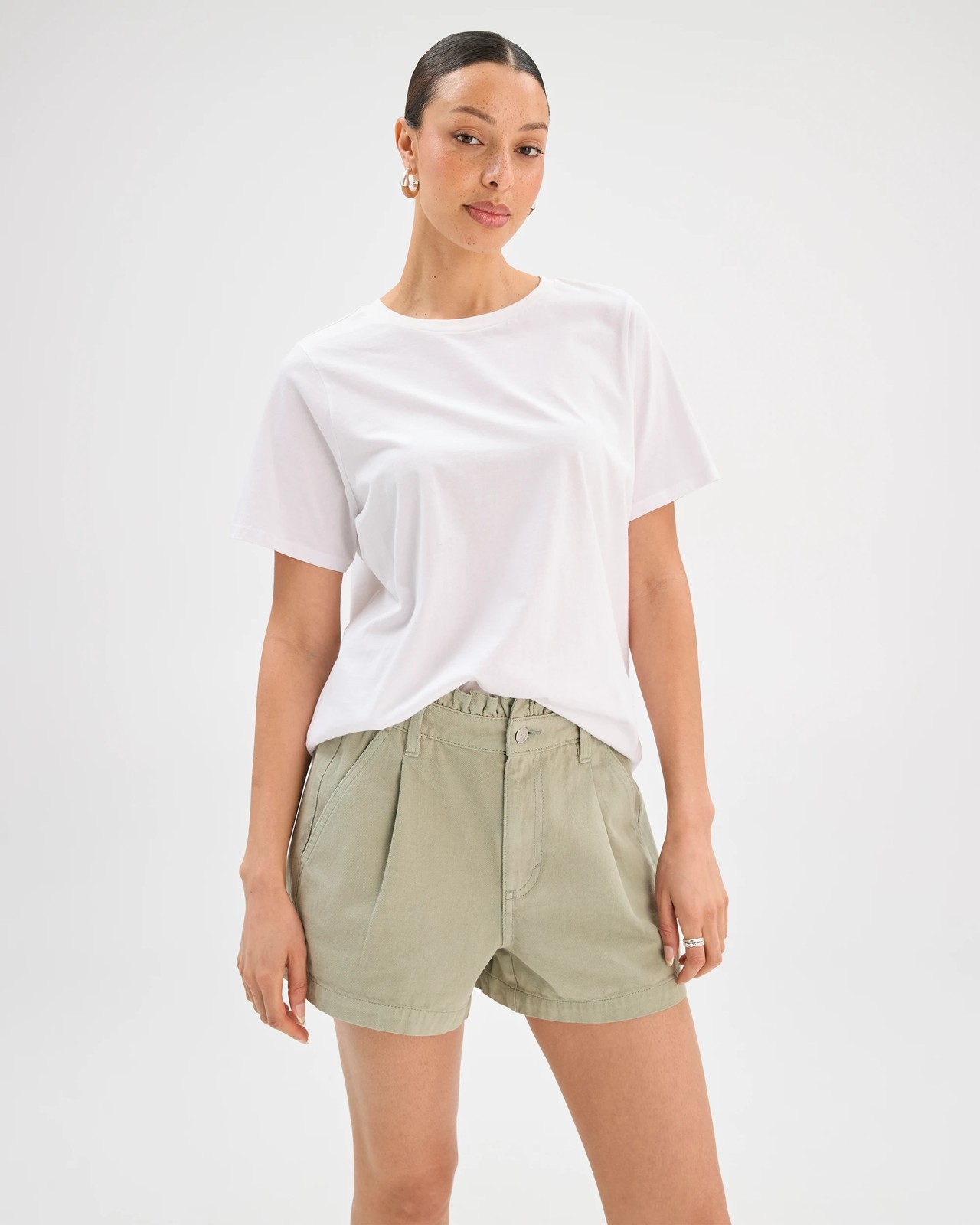 Gathered Waist Denim Shorts 5 of 5