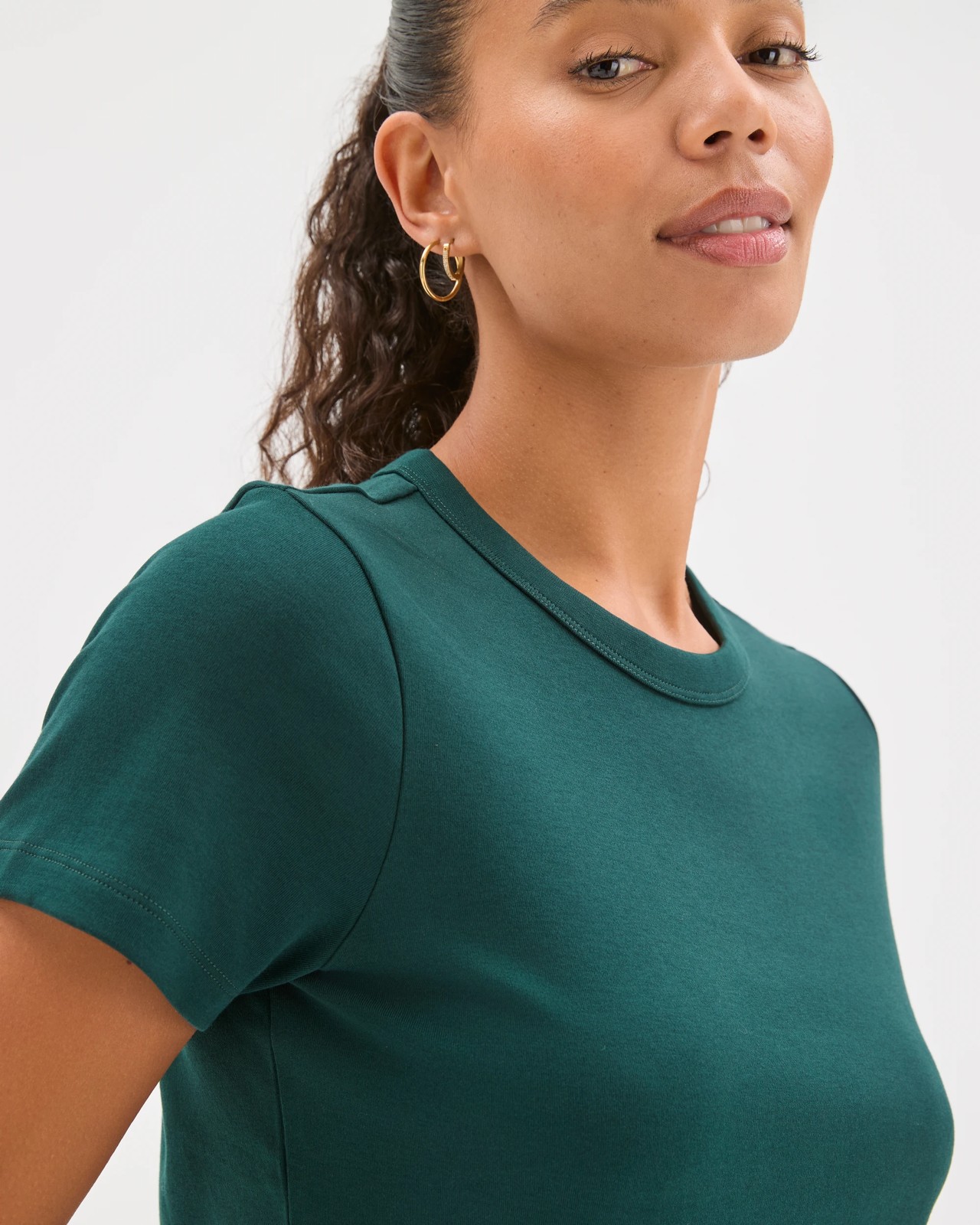 Australian Cotton Interlock Neat T-Shirt - Deep Green 4 of 6