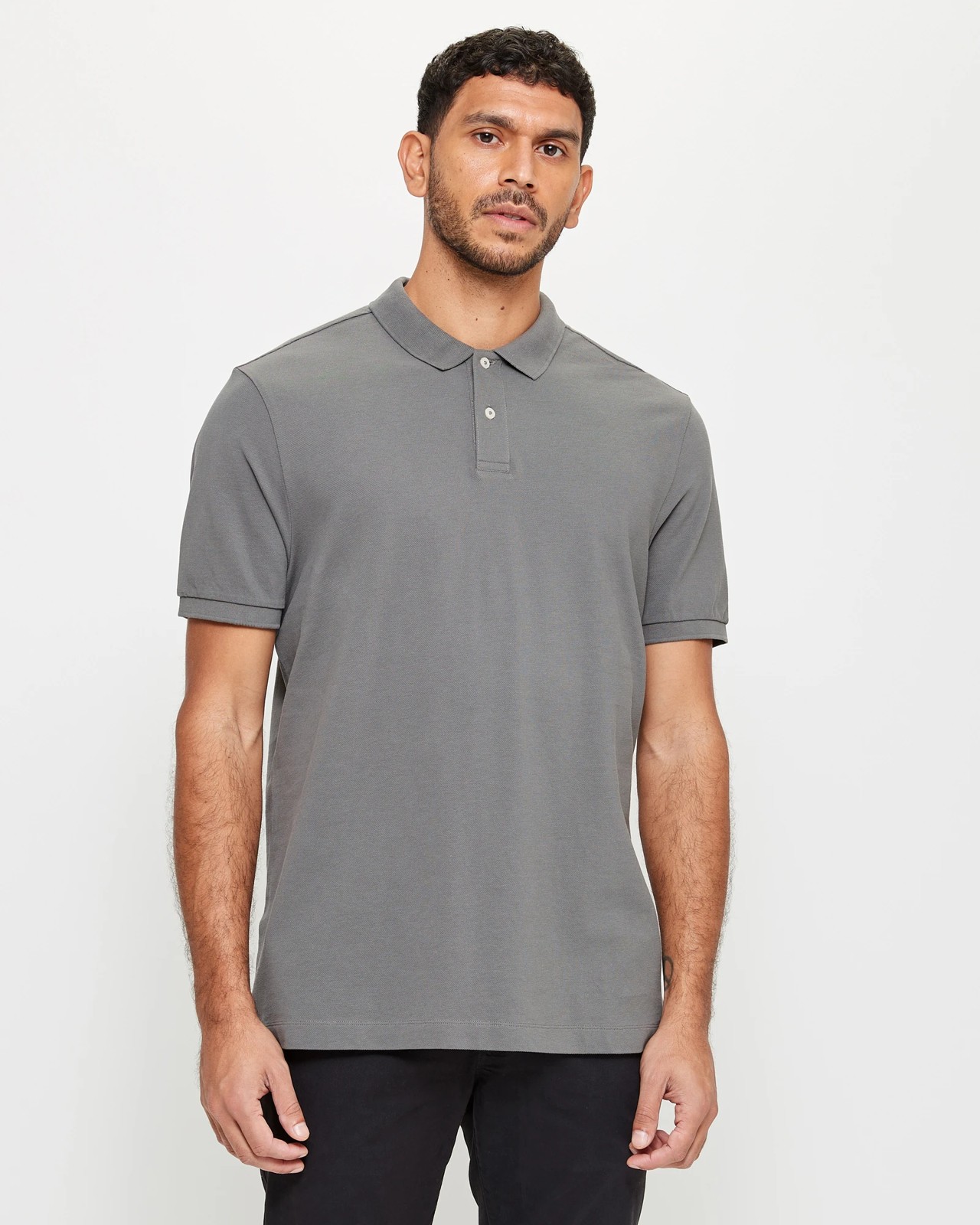 Pique Polo Shirt - Gunmetal | Target Australia