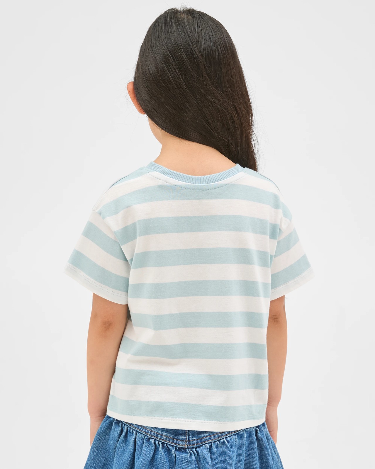 Australian Cotton Oversized T-Shirt - Blue White Stripe AOP 4 of 6