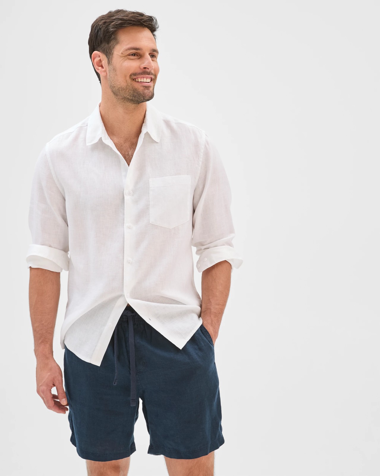 European Linen Shorts - Navy 6 of 6