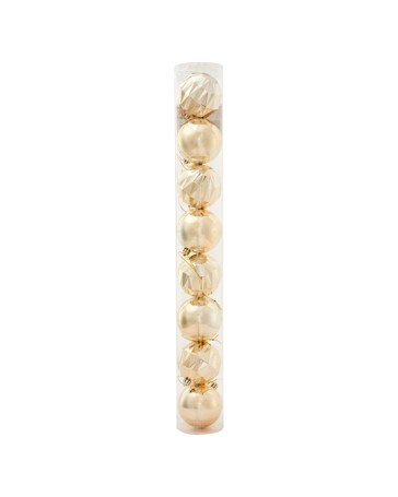 Anko 8 Pack 8cm Gold Look Baubles