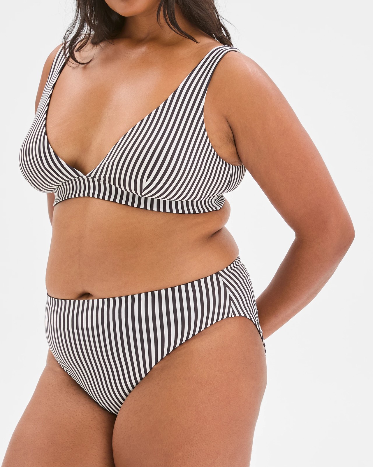 Reversible High Waisted High Cut Matte Micro Bikini Briefs - Cocoa/Cocoa Stripe 3 of 5