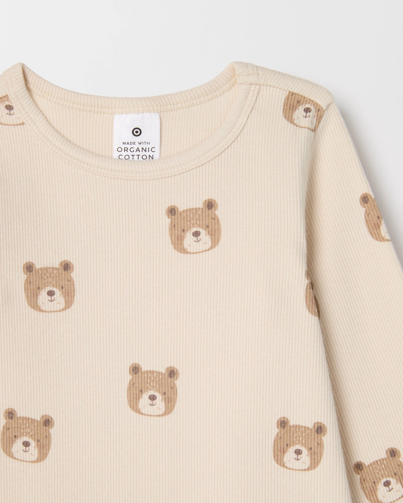 Baby Organic Cotton 3 Pack Long Sleeve Rib Bodysuit - Bears Cloud Dancer 5 of 5