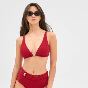 Resort Textured V-Neck Chain Link Bikini Top product image