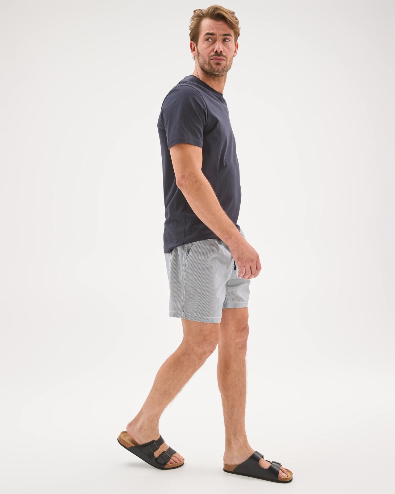 Australian Cotton Micro Stripe Shorts  - Night Sky 6 of 6
