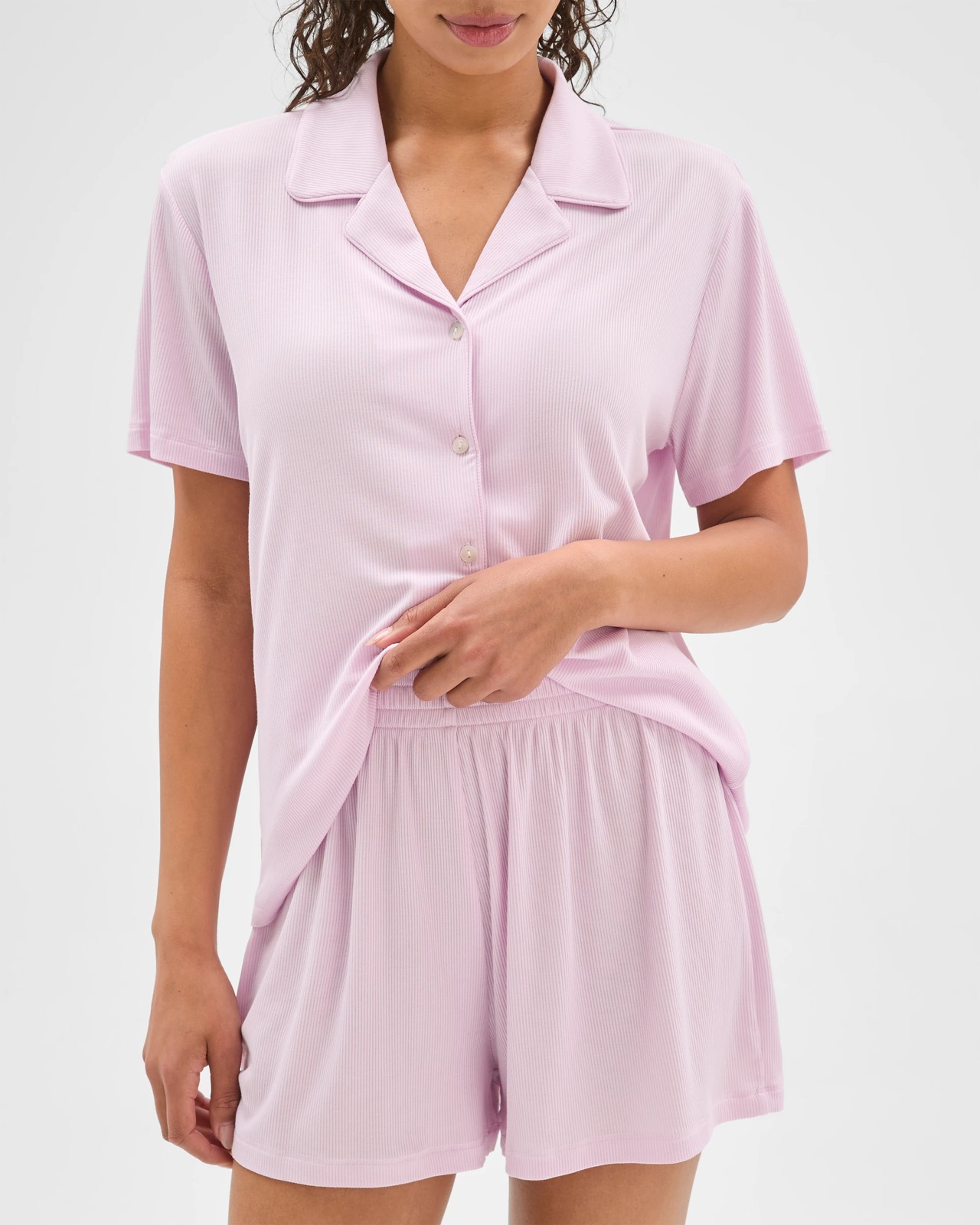 Ribbed Short Pyjama Set - Pink 3 of 5