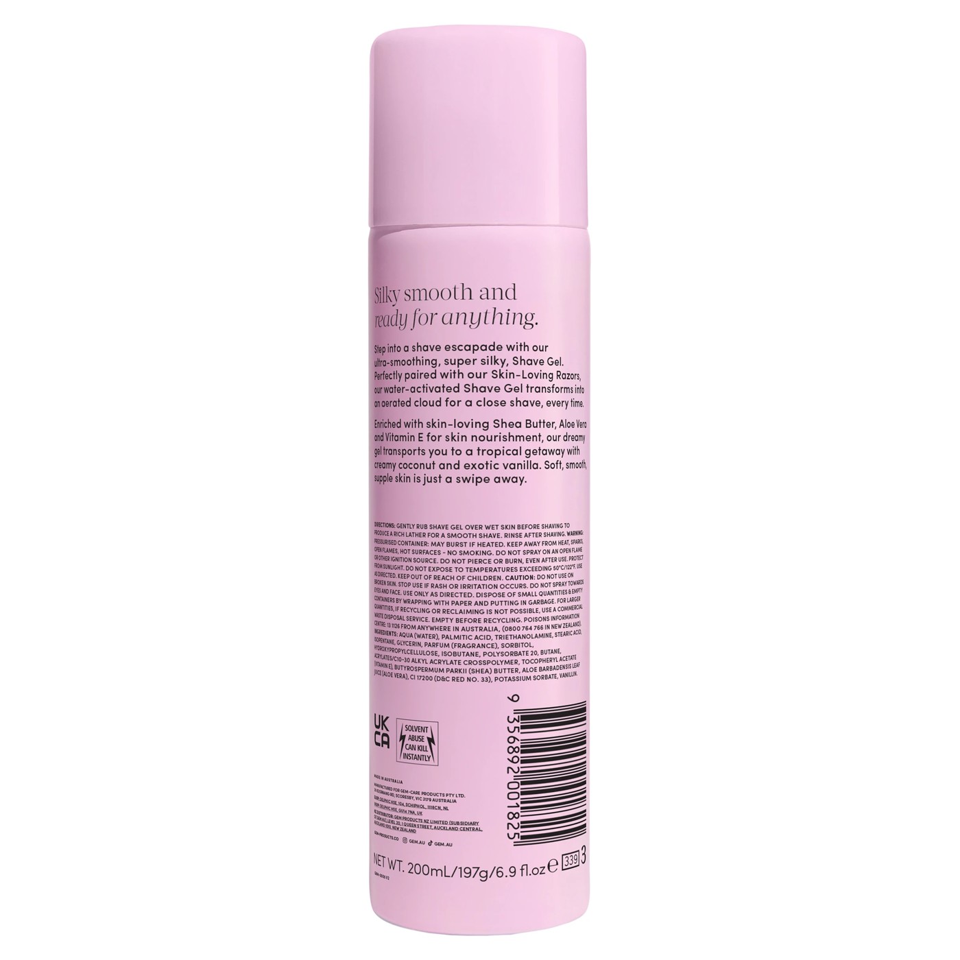 Gem Coconut Vanilla Skin-Loving Scented Shave Gel 195g - Shea Butter, Aloe Vera and Vitamin E 2 of 5