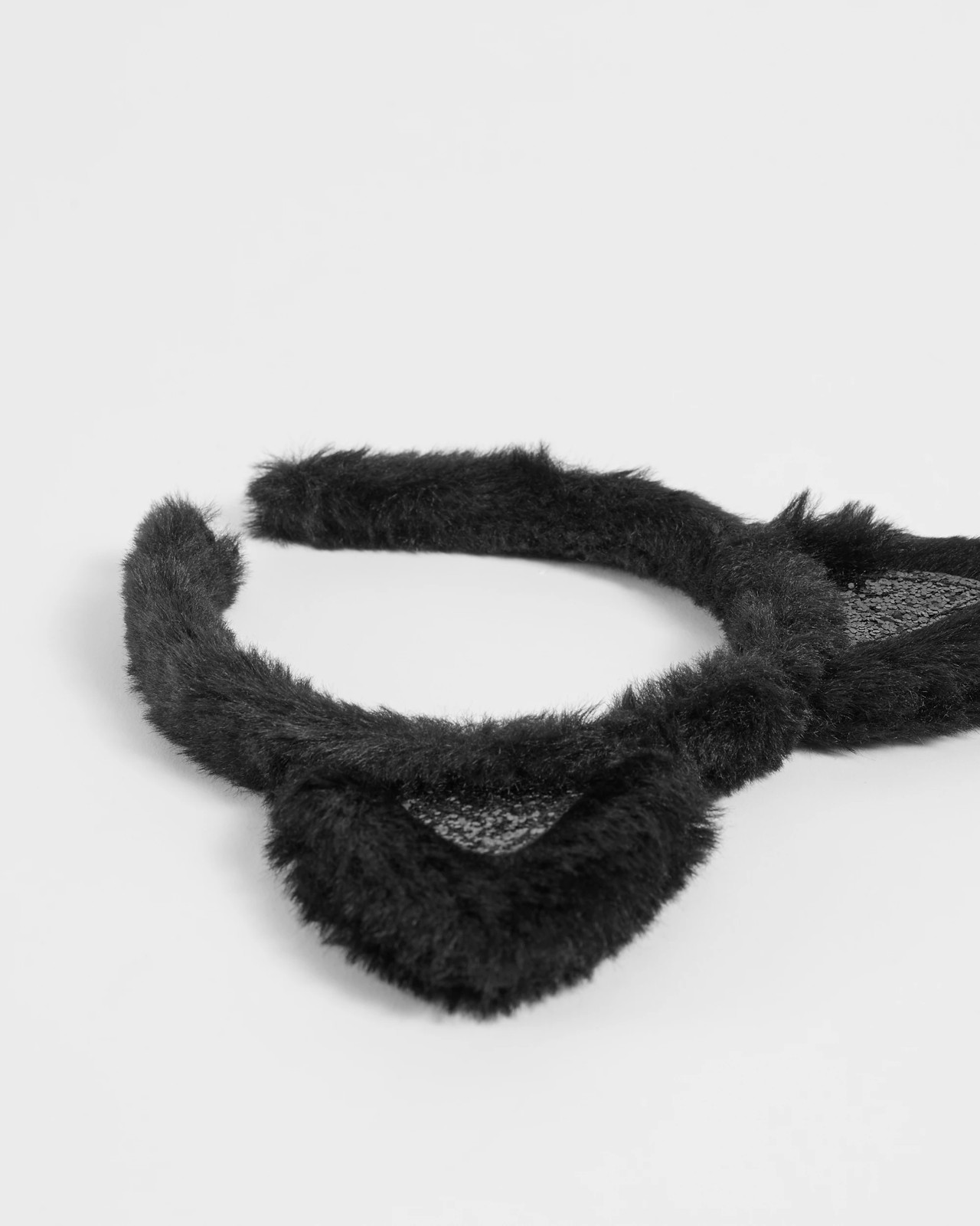 Fluffy Cat Ears Headband - Black Glitter 2 of 2