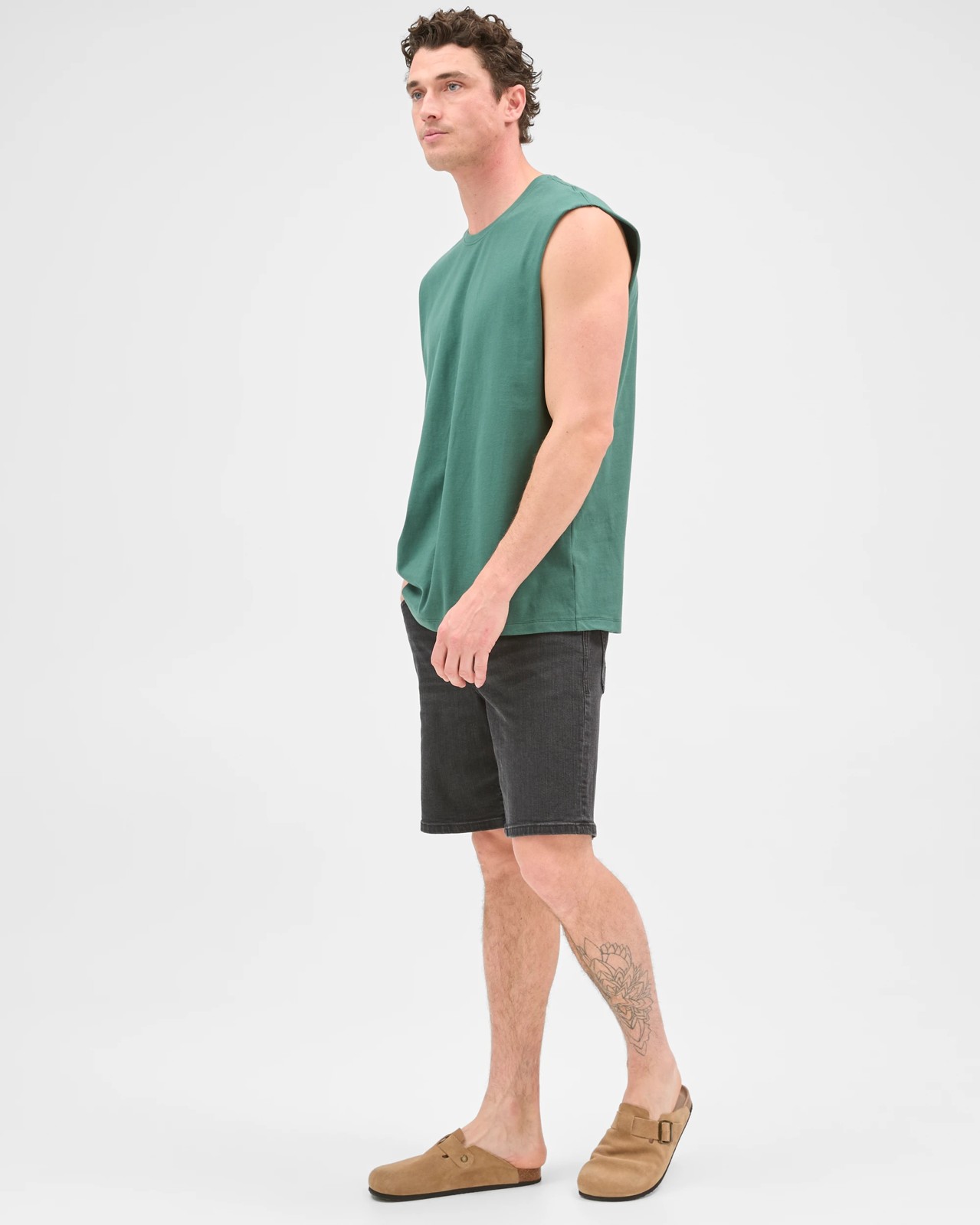 Australian Cotton Plain Tank Top  - Green 3 of 5