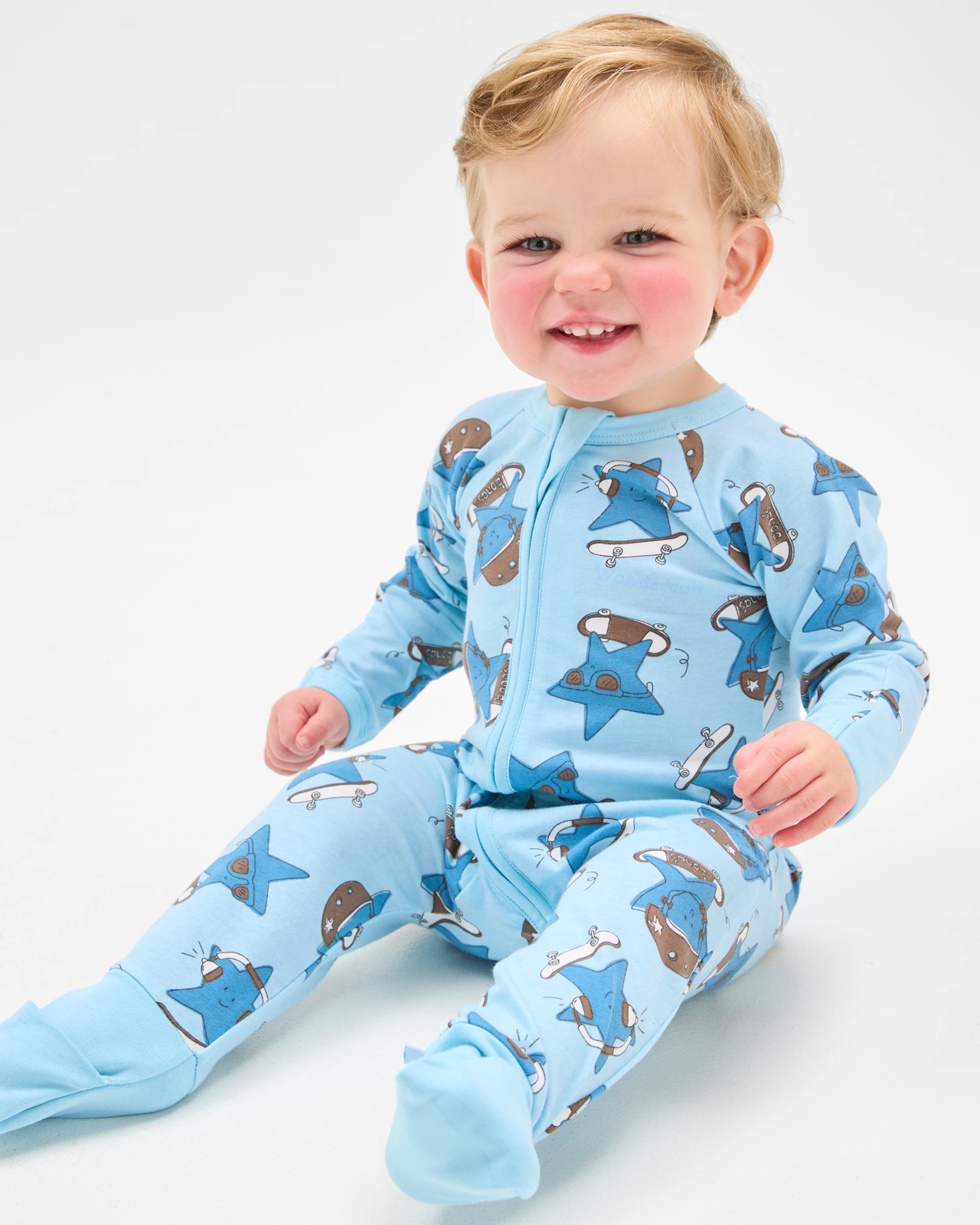 Bonds Baby Print Zip Wondersuit Coverall - Pale Blue Skater Dude 3 of 5