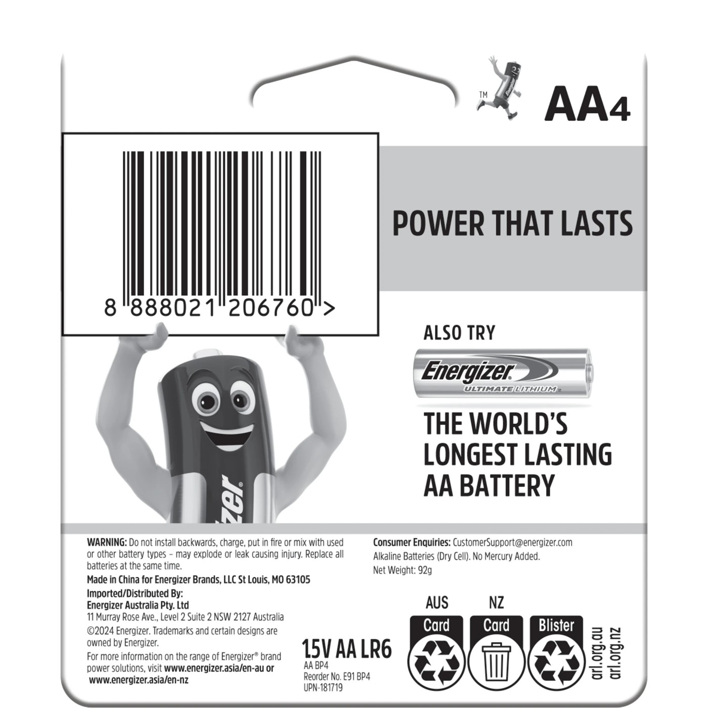 4 Pack Energizer Power AA Alkaline Batteries 2 of 5