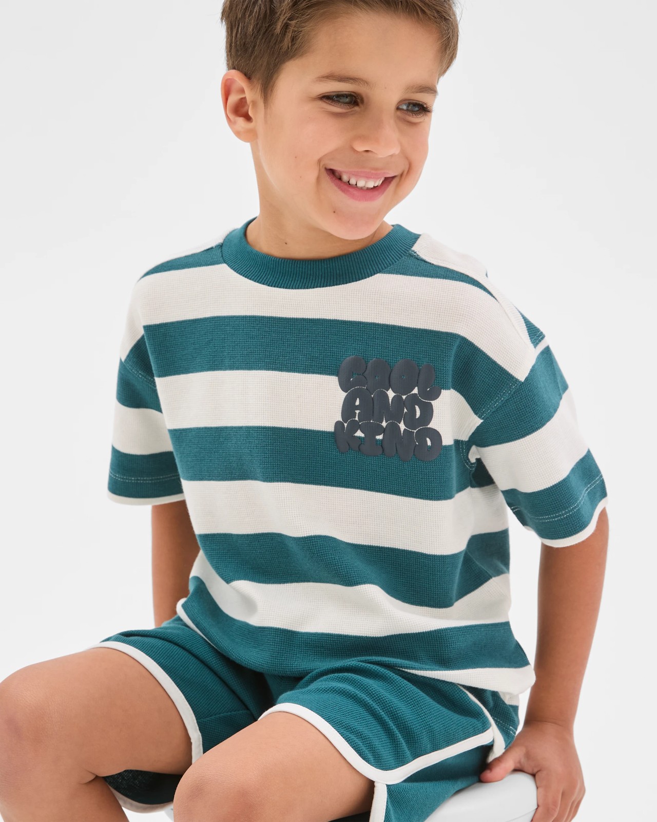 Australian Cotton Textured T-Shirt and Shorts 2 Piece Set - Green 2 of 5