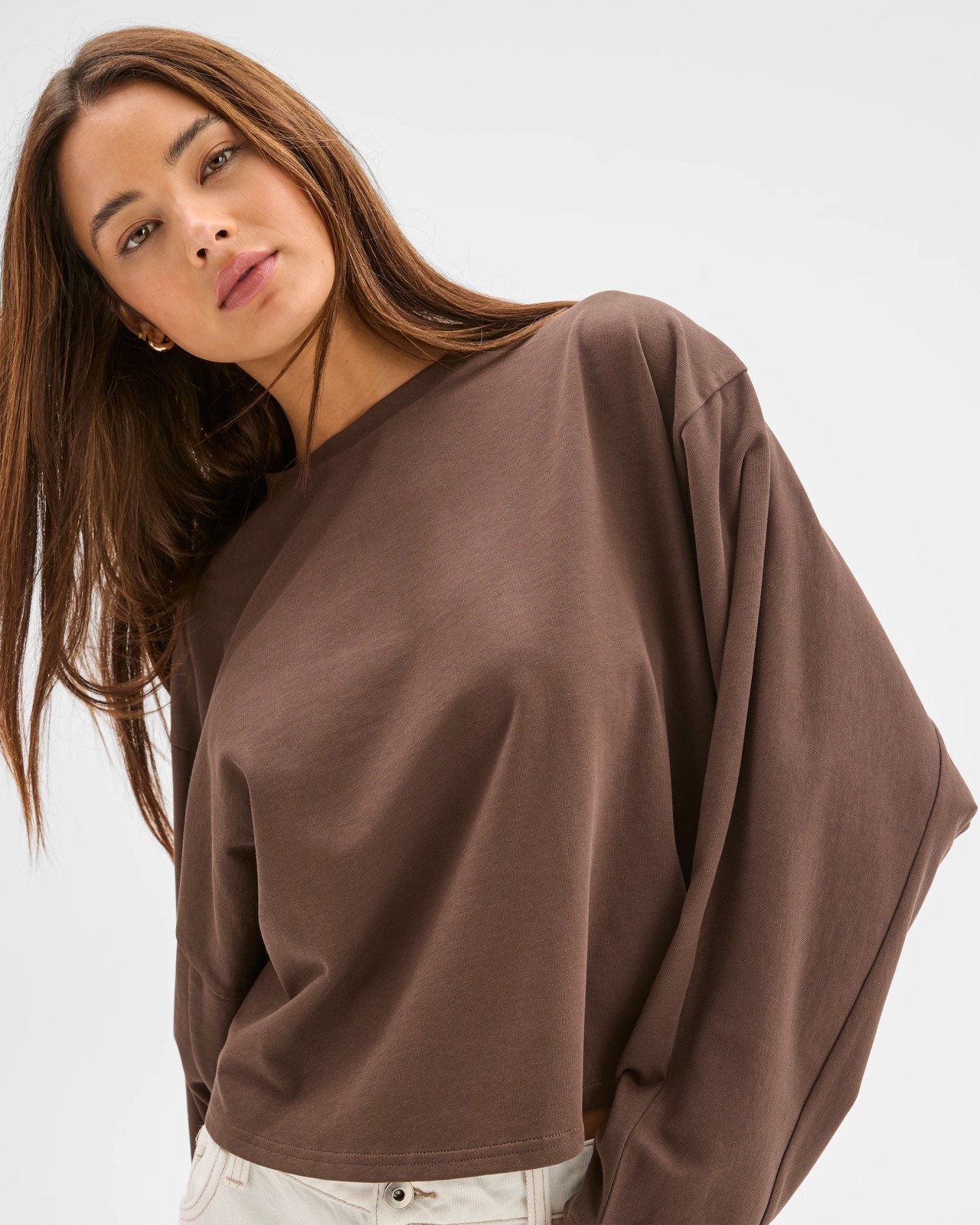 Lily Loves Australian Cotton Dolman Sleeve T-Shirt - Bark 4 of 5