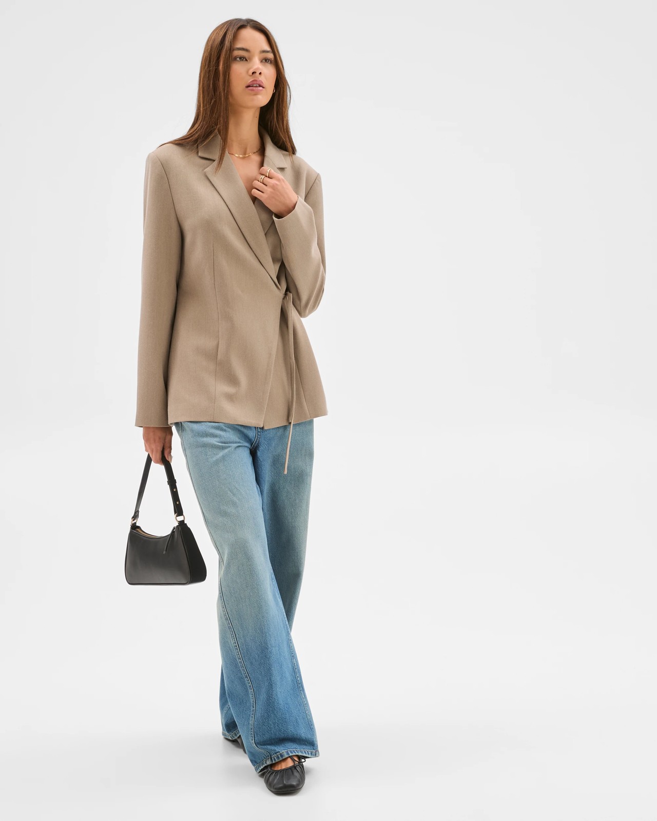 Lily Loves Wrap Tie Detail Blazer - Cocoa Marle 2 of 6