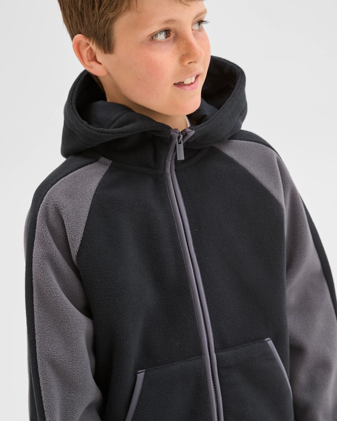 Polar Fleece Zip Through Hoodie - Black 4 of 5