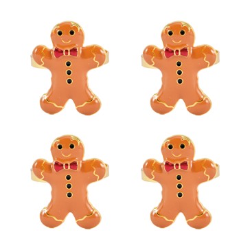 4 Pack Gingerbread Man Napkin Rings - Anko