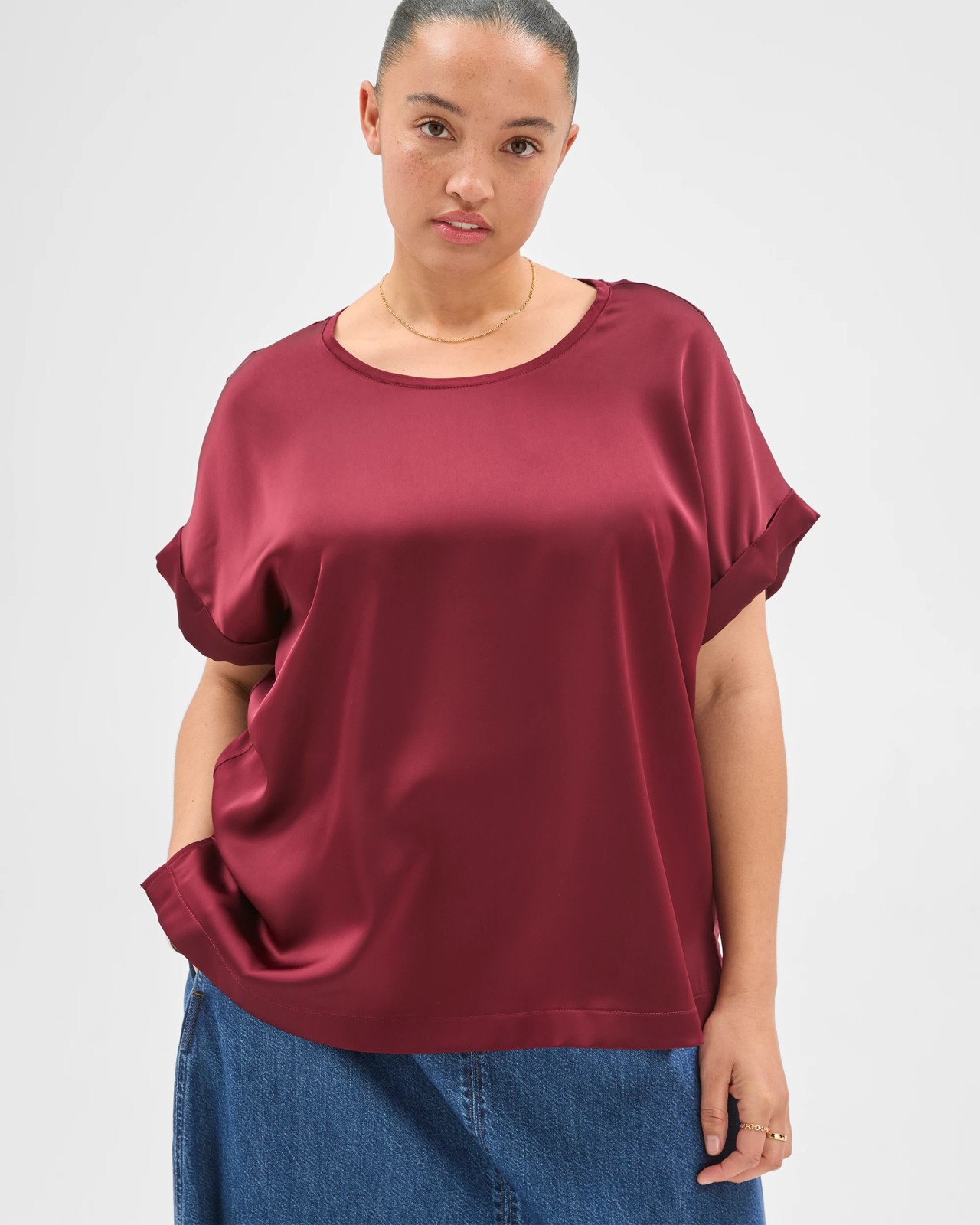 Plus Size Mixed Media Top 2 of 5