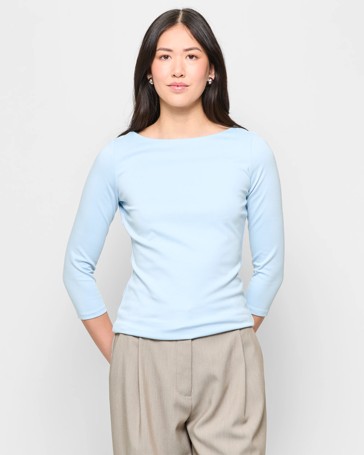 3/4 Sleeve Boat Neck Ponte Top - Preview