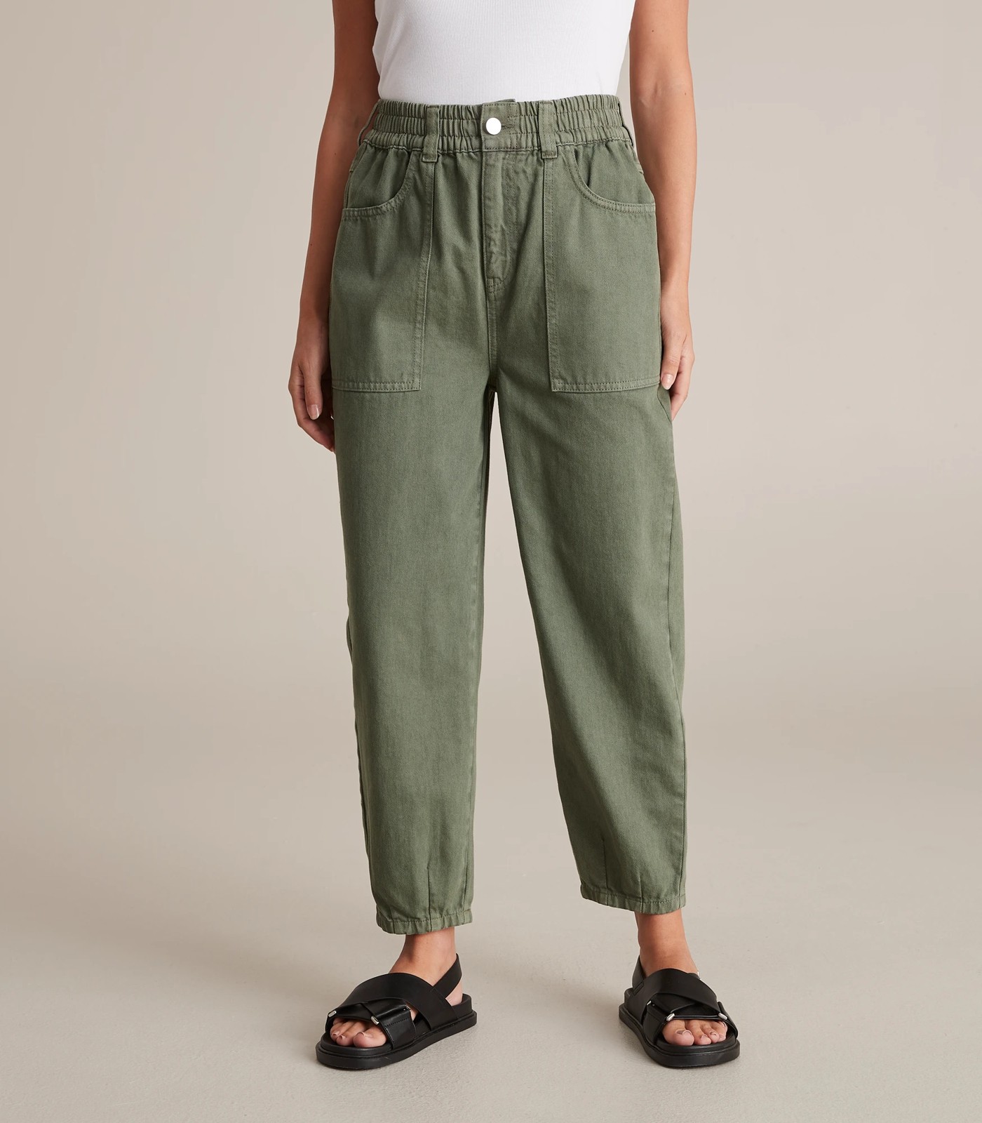 BARREL TROUSERS WITH CUFFED HEMS - Grey