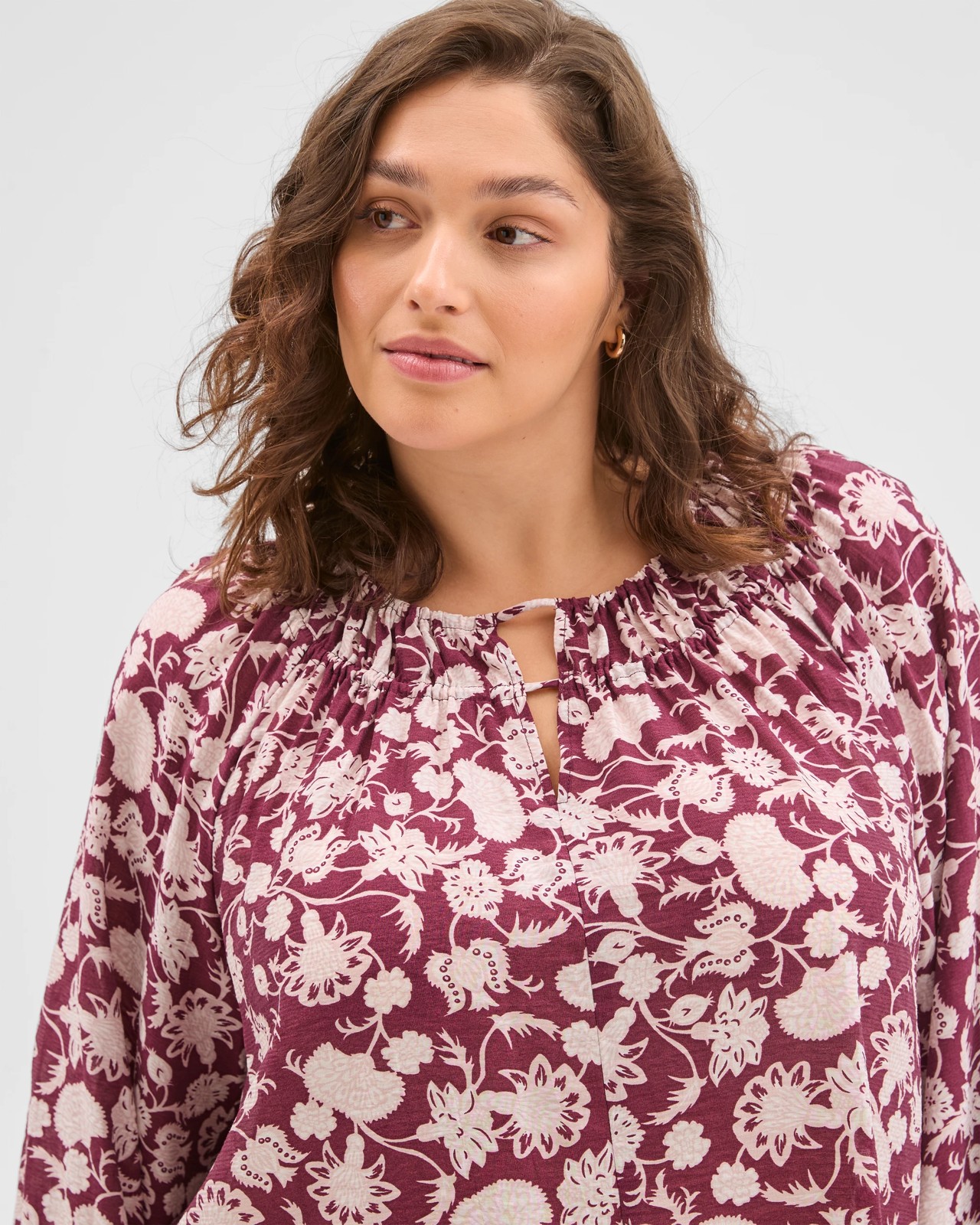 Plus Size Long Sleeve Neck Detail Blouse 4 of 6