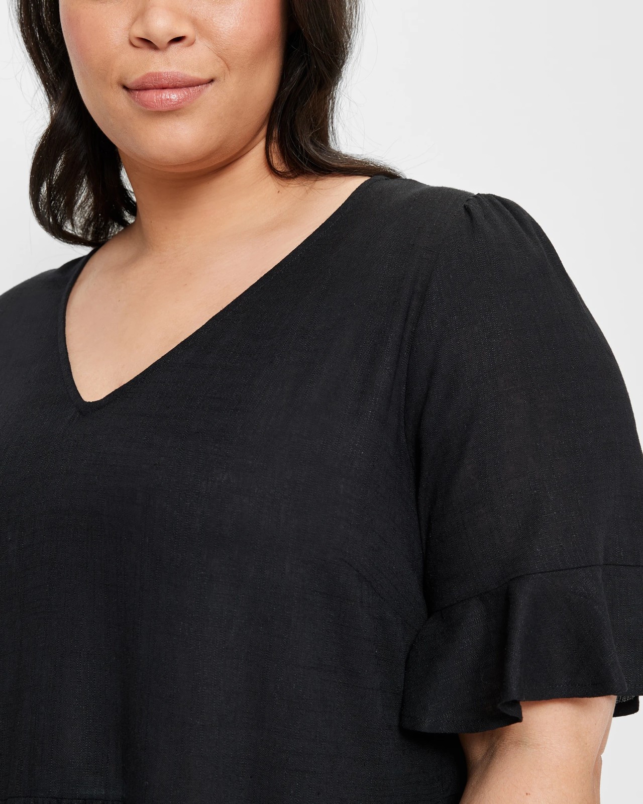 Curve Linen Blend Tiered Mini Dress 5 of 5