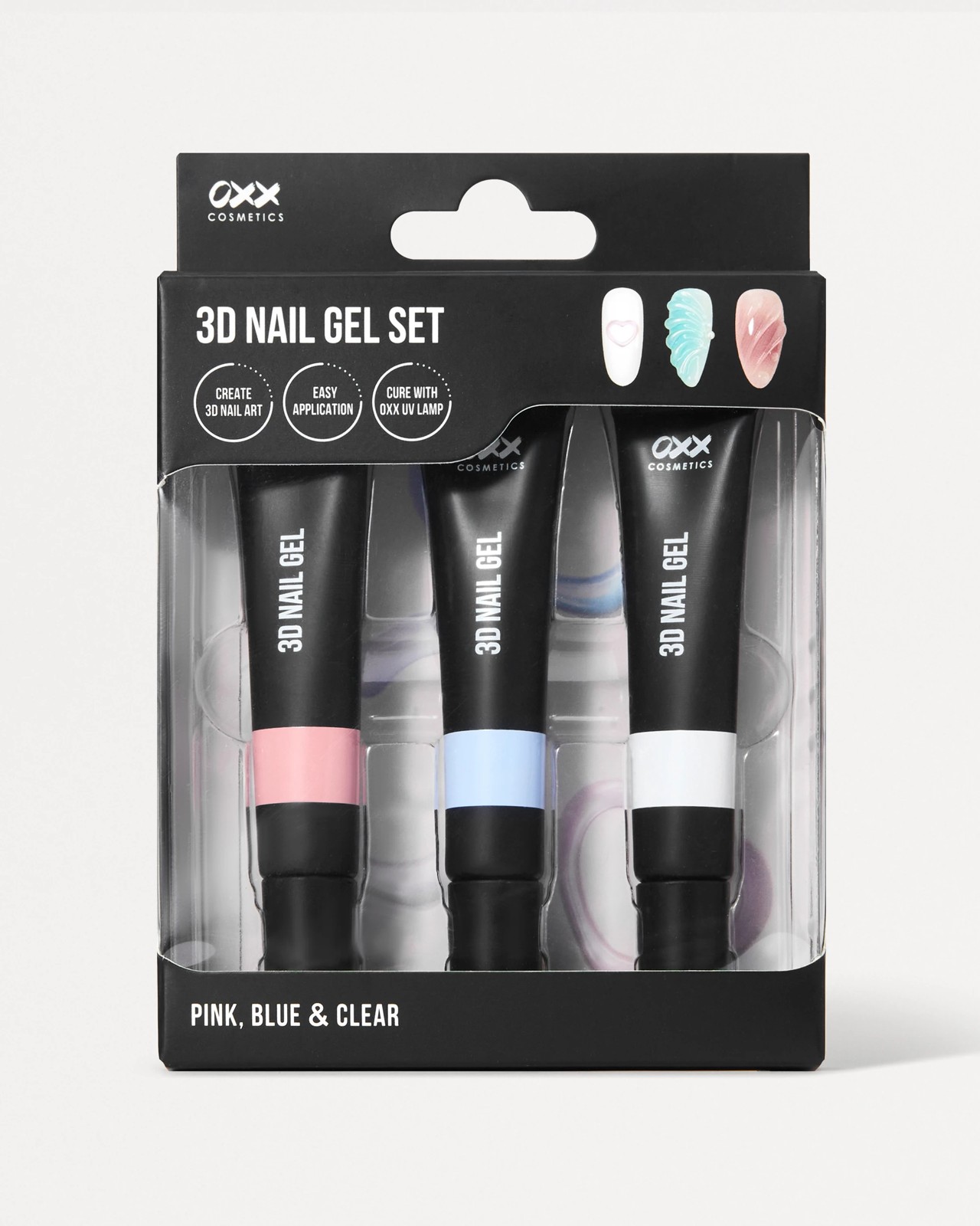 OXX Cosmetics 3D Nail Gel Set - Pink - Blue and Clear 4 of 5