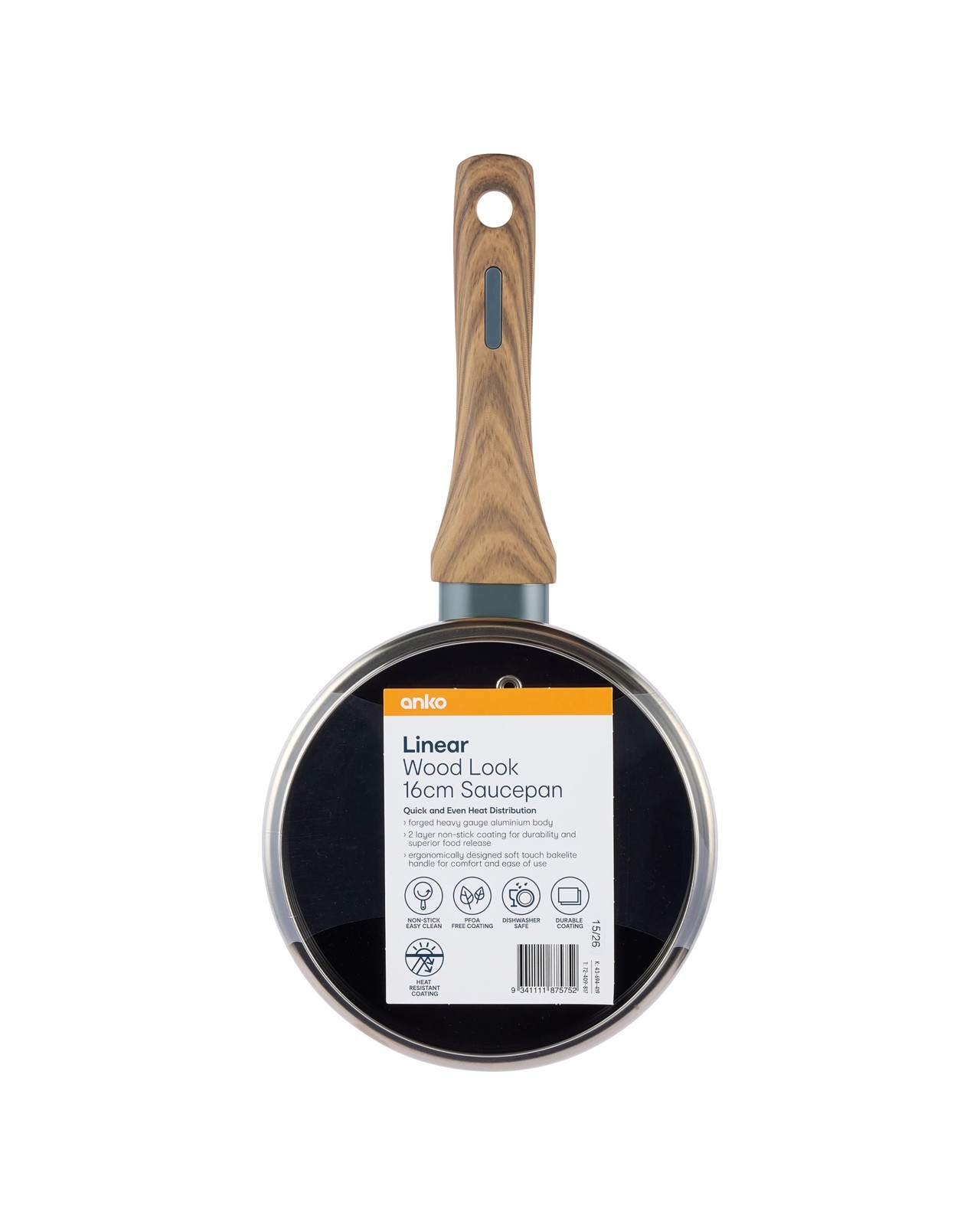 Anko 16cm Linear Wood Look Saucepan 6 of 6