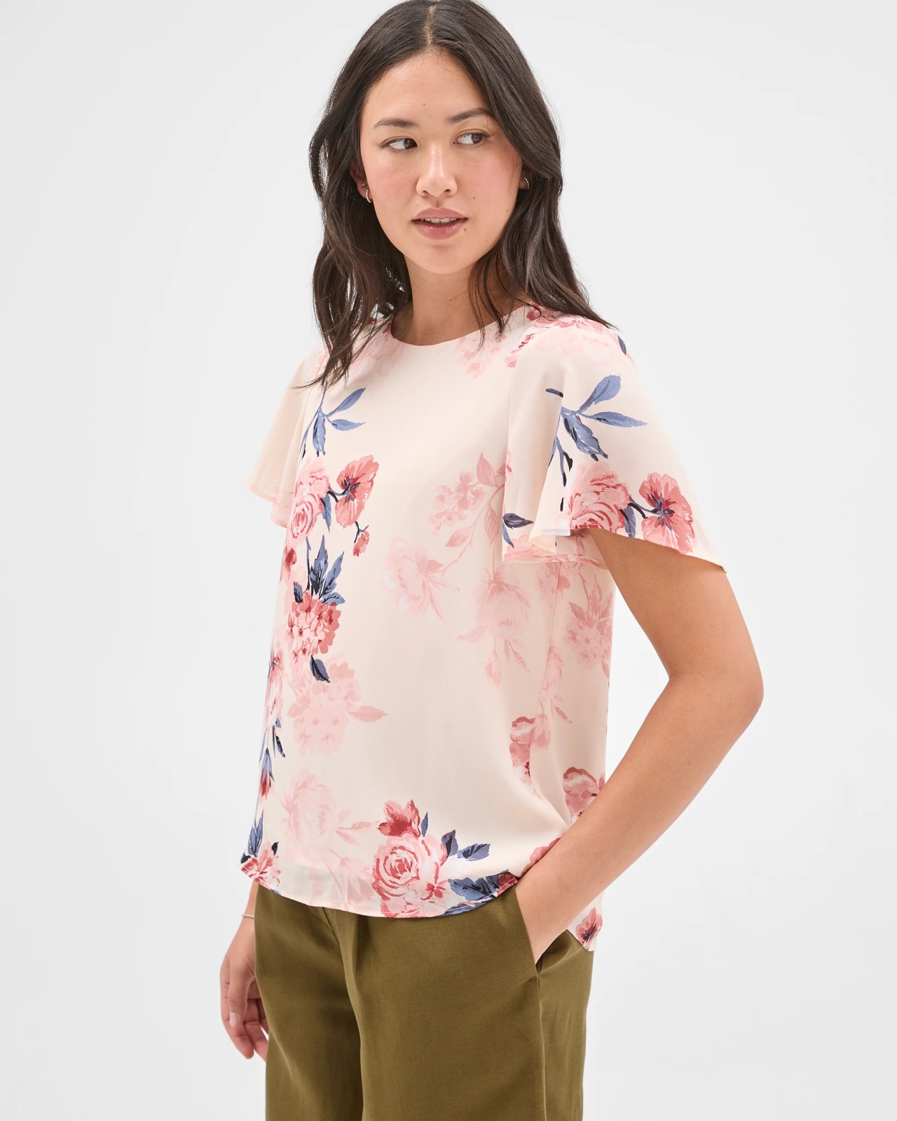 Preview Ella Crew Neck Blouse - Soft Pink Bloom 2 of 5