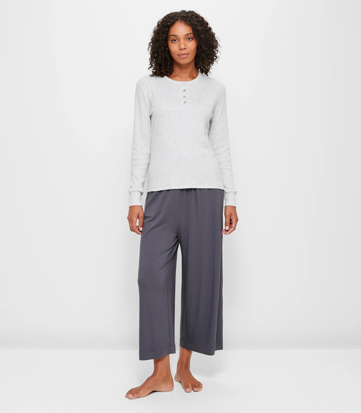 Henley Long Sleeve Sleep T-Shirt - Grey Marle | Target Australia