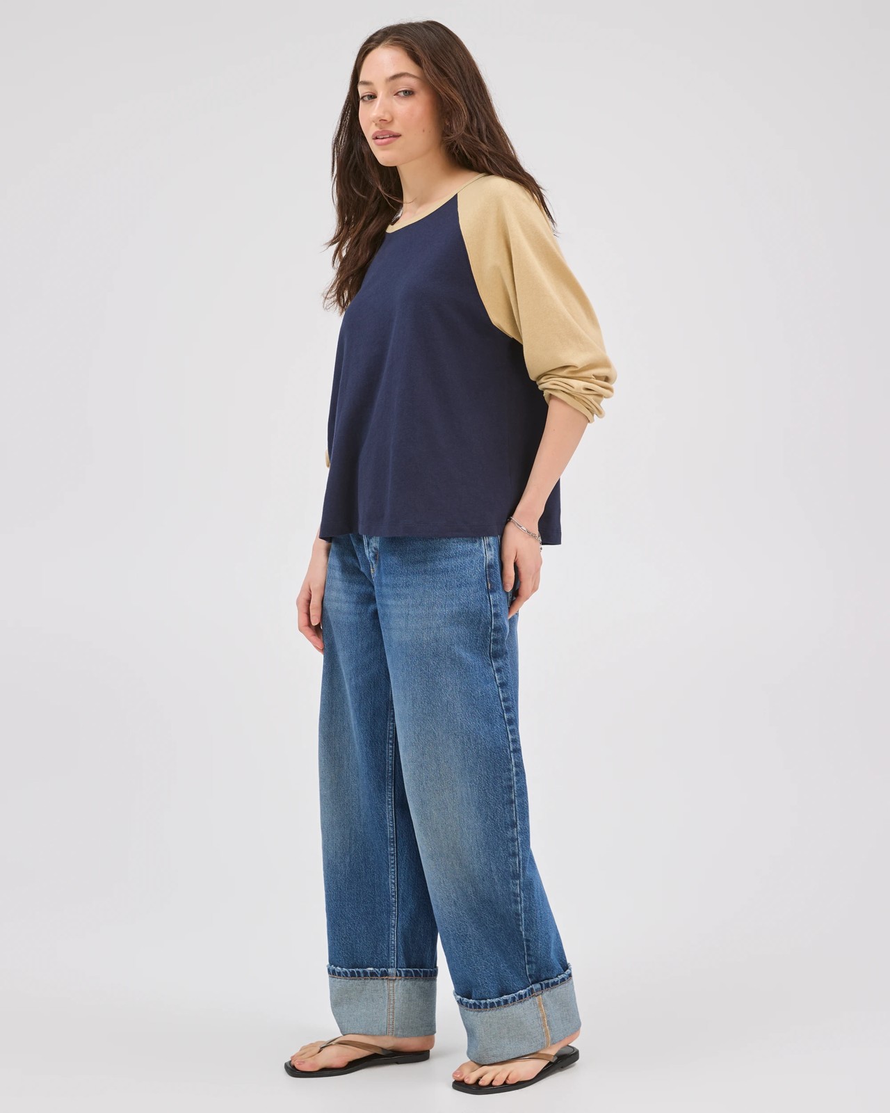 Lily Loves Australian Cotton Blend Raglan Long Sleeve T-Shirt - Navy Straw 6 of 6