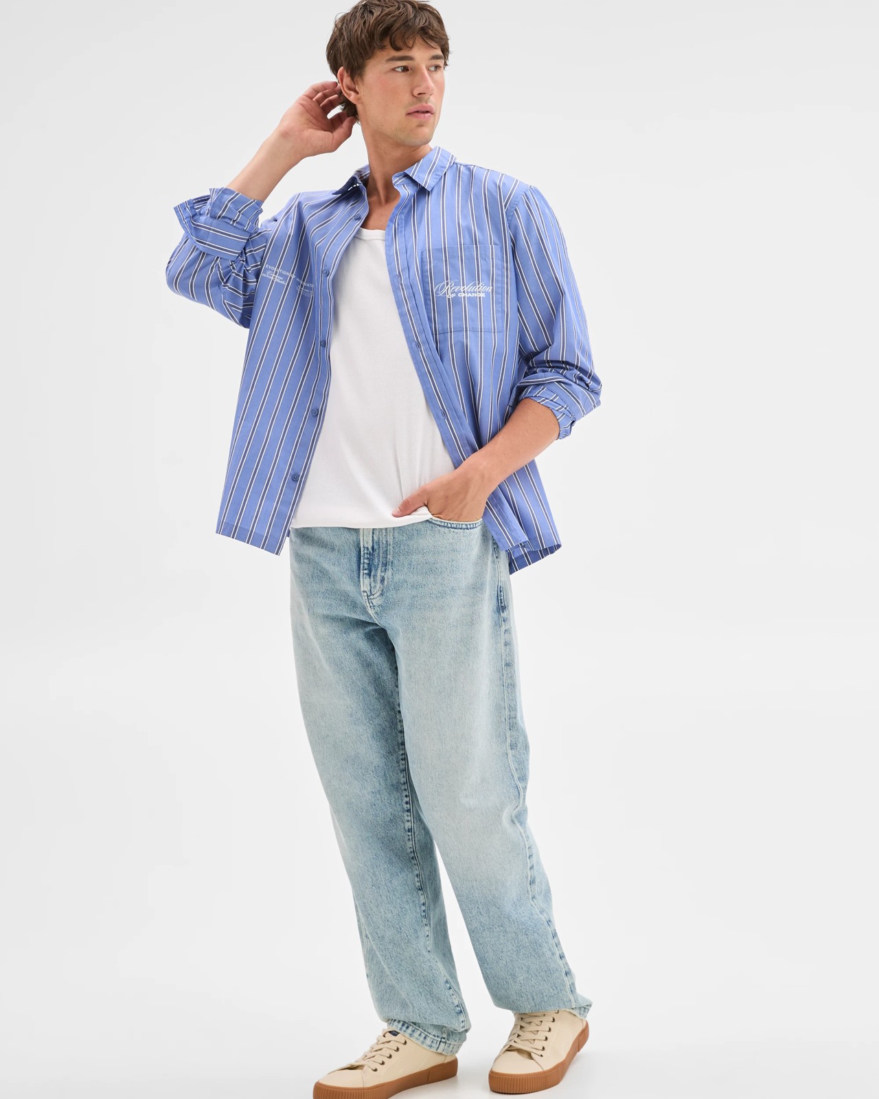 Commons Australian Cotton Business Shirt - Blue / Stripe 4 of 5