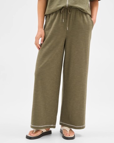 Textured Pants with Contrast Seams