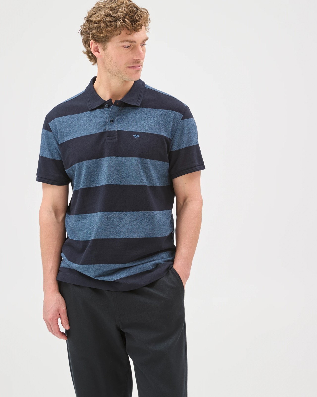 Australian Cotton Stripe Polo Top - Night Sky 2 of 5