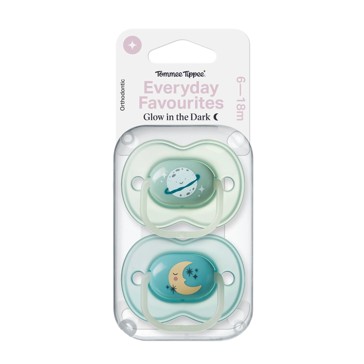 2 Pack Tommee Tippee Everyday Favourites Glow in the Dark Soother