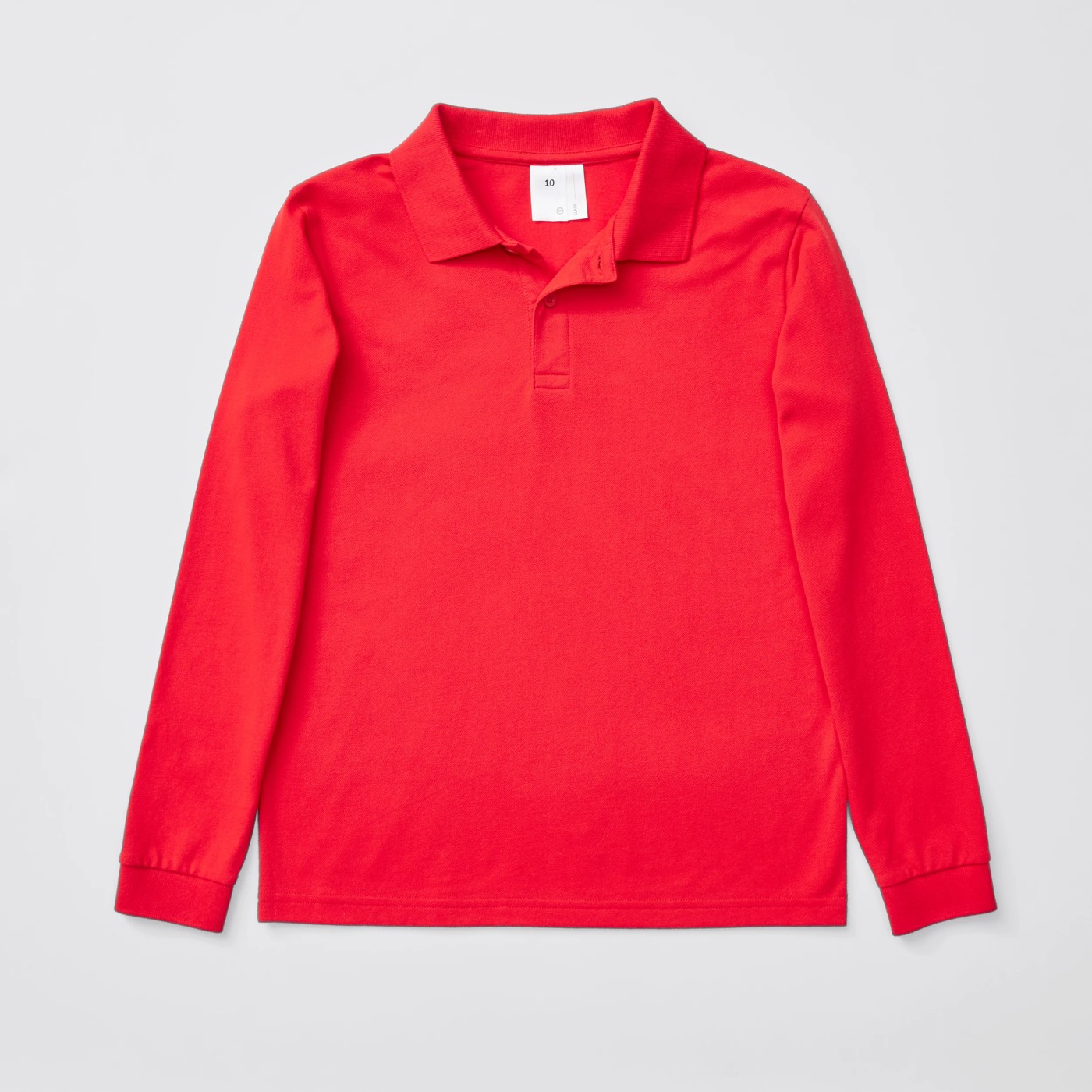 Long Sleeve School Polo Top - Red 4 of 4