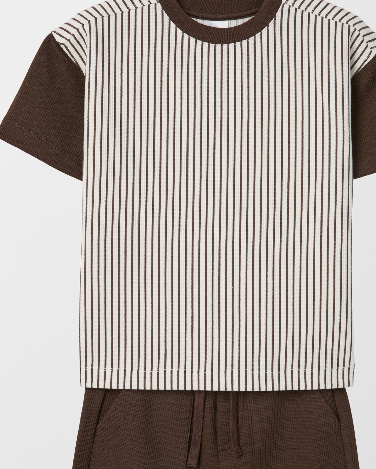 Waffle T-Shirt and Shorts 2 Piece Set - Brown 6 of 6