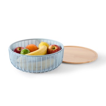 Anko 3 Piece Metal and Wood Fruit Bowl Set