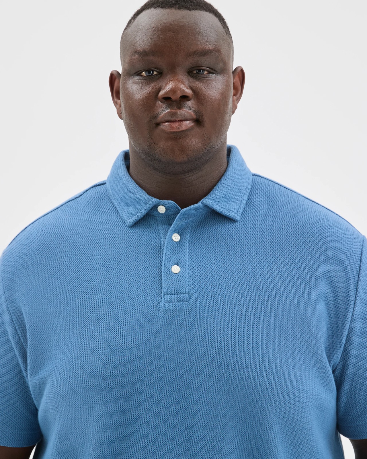 Plus Size Australian Cotton Textured Polo Top - Copen Blue 4 of 6