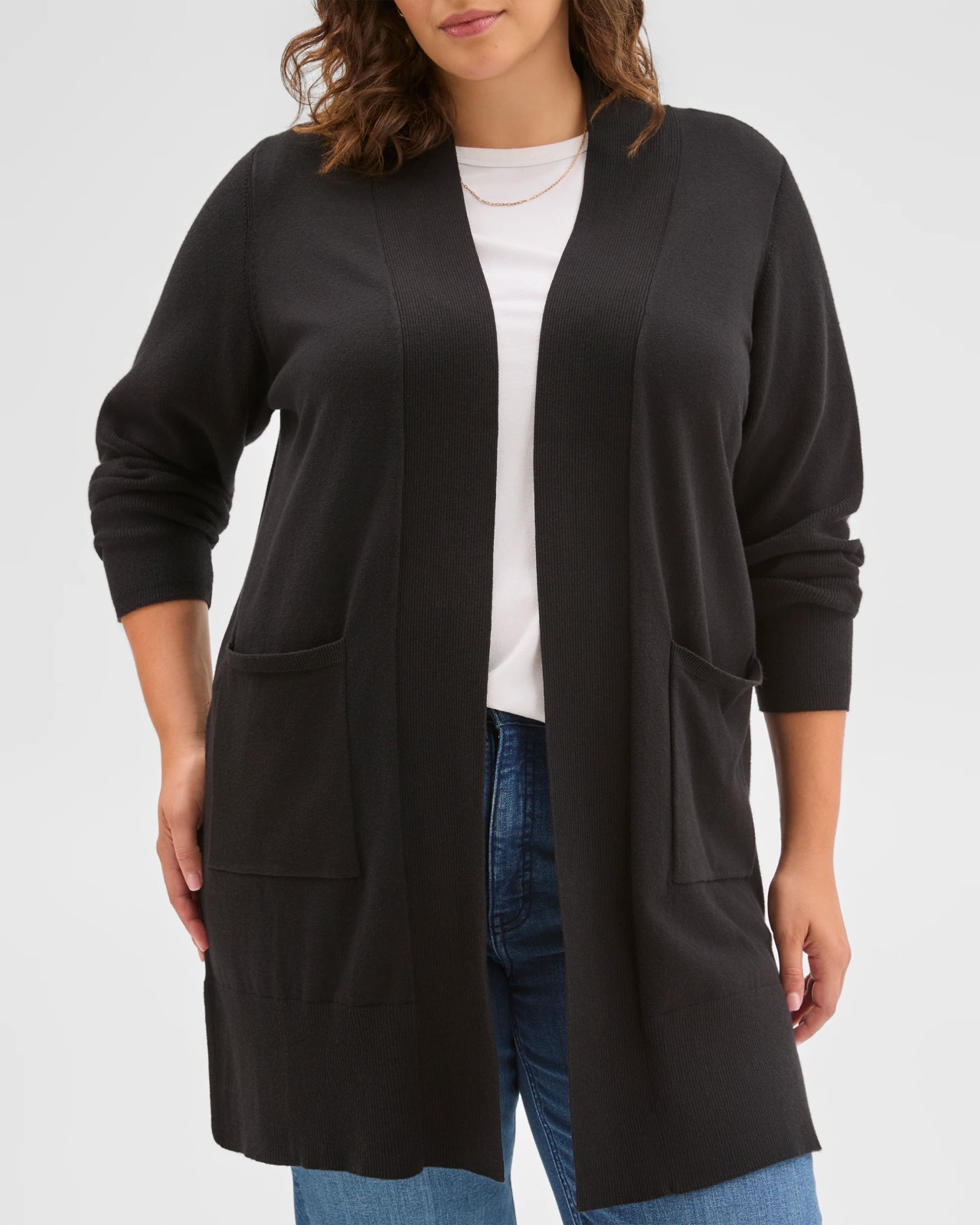 Curve Australian Cotton Blend Edge To Edge Longline Rib Cardigan 5 of 6