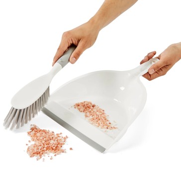 Dustpan and Brush, White and Grey - Anko