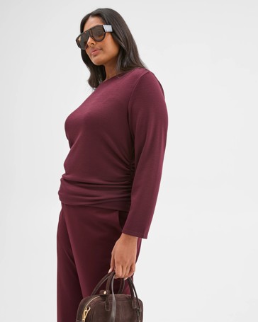 Plus Size Long Sleeve Drape Knit Top