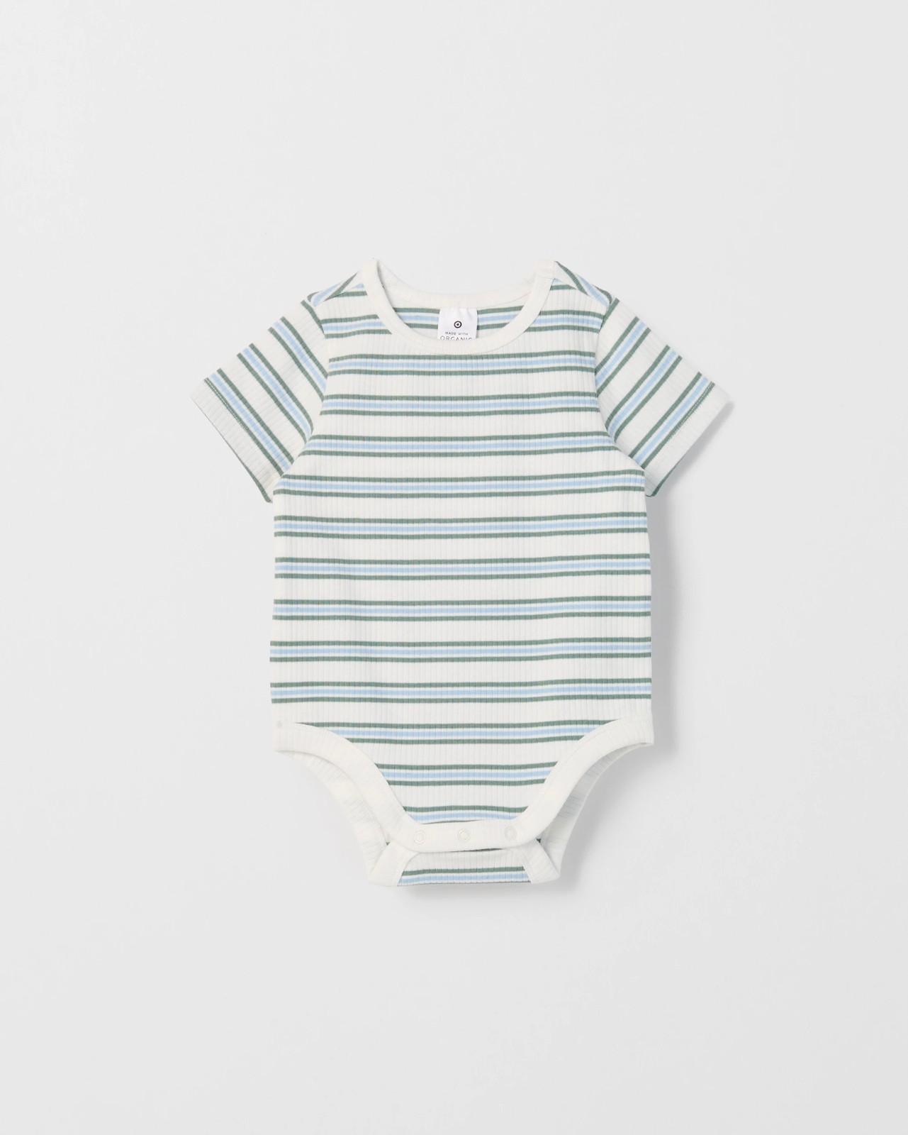 Baby Organic Cotton 3 Pack Ribbed Bodysuits - Coastal Blue 3 of 5