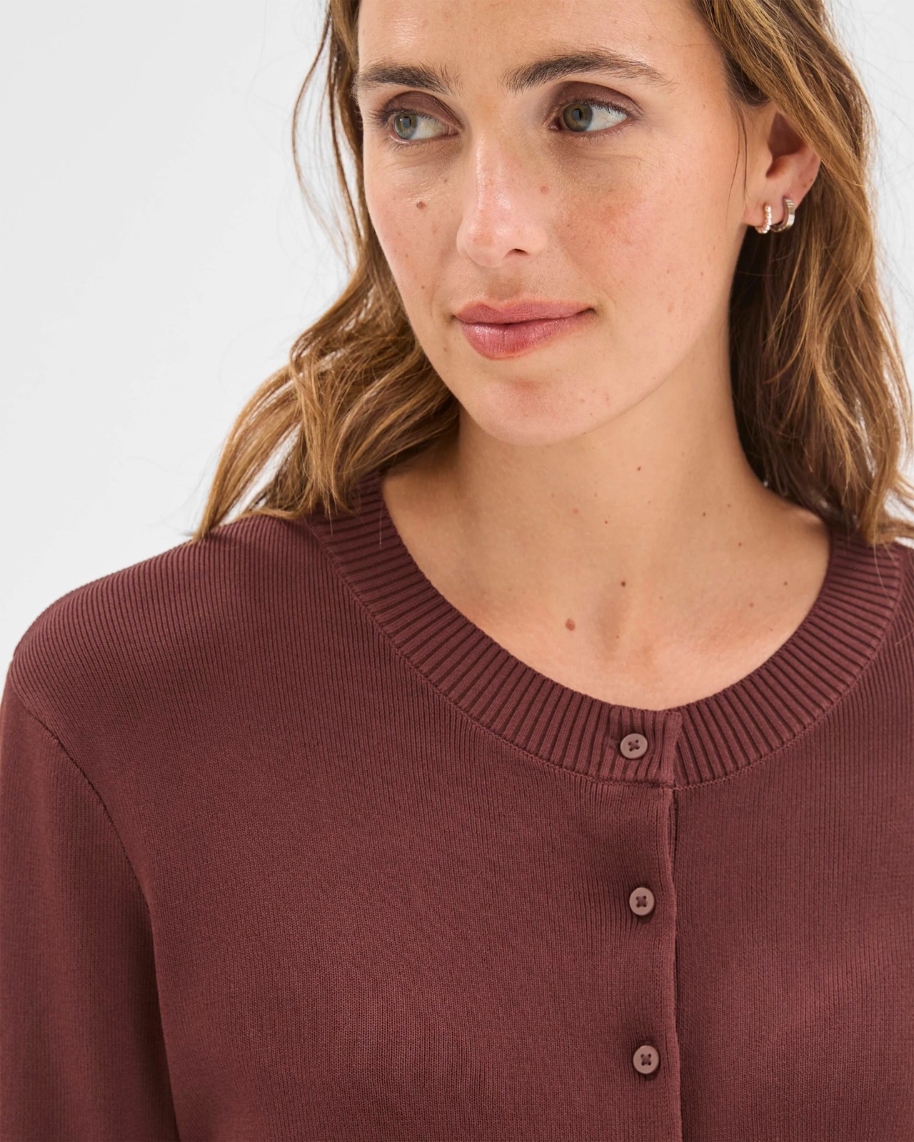 Preview Crepe Knit Core Cardigan - Dark Chocolate 3 of 6